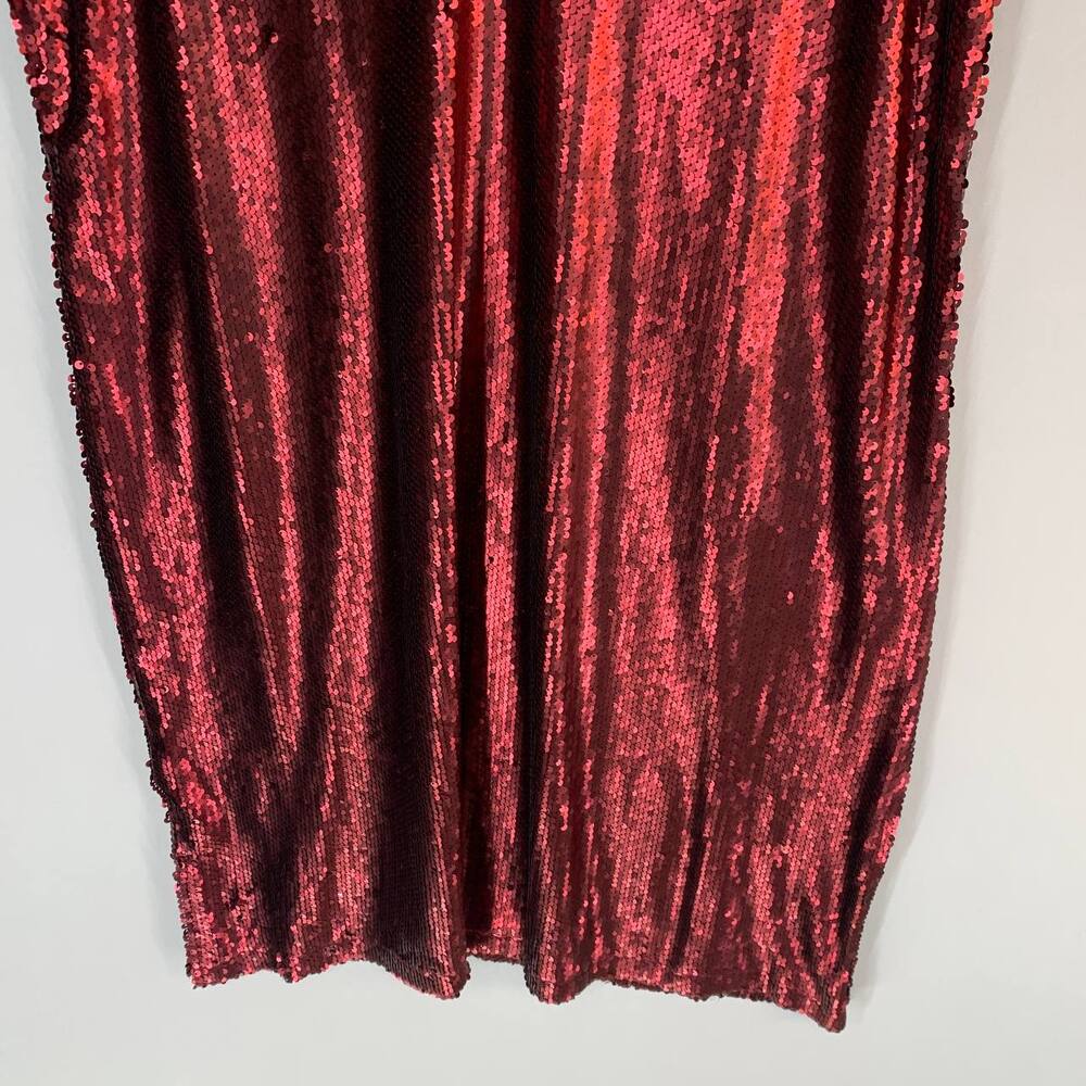 Anthology Sequin Dress Plus 18 Red V Neck Sleeveless Party Cocktail Metallic - Picture 7 of 9